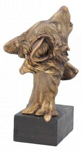 Statueta bust lupi finisaj bronz Cantecul Salbaticiei 23 cm