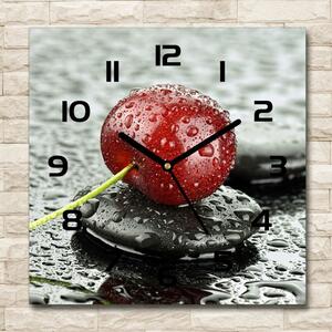 Ceas de sticlă pe perete pătrat Cherry în ploaie