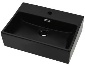 Chiuvetă cu orificiu robinet, ceramică, 51,5x38,5x15 cm, negru
