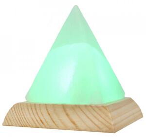 Lampa in forma de piramida cu cristal de sare alba de Himalaia - cu USB 8 cm