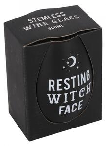 Pahar de vin negru Resting Witch Face 12 cm