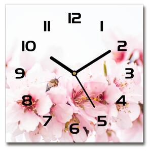 Ceas din sticlă pătrat flori de cireș
