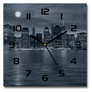 Ceas pătrat de perete din sticlă New York, pe timp de noapte