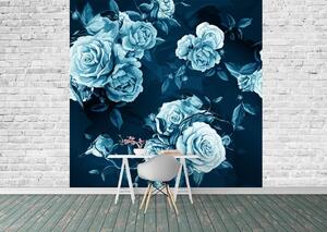 Fototapet. Trandafiri albastri pe un fundal inchis. Art.01232