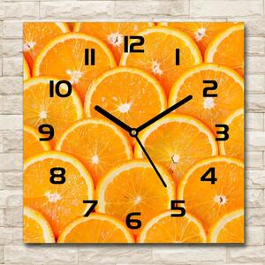 Ceas perete din sticlă pătrat felii de portocale