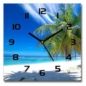 Ceas din sticlă pătrat plaja tropicala