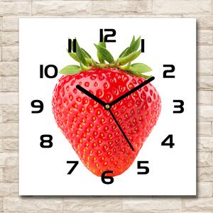 Ceas de sticlă pe perete pătrat căpșună