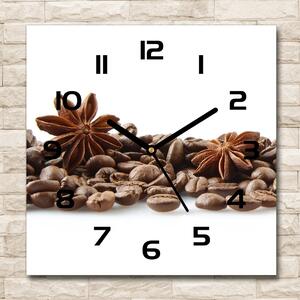 Ceas de sticlă pe perete pătrat Boabe de cafea scorțișoară