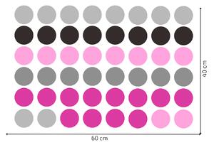 PIPPER. Autocolant de perete "Puncte colorate" 5,5 cm Culoare: Roz inchis