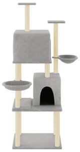 Ansamblu de pisici, stâlpi din funie sisal, gri deschis, 180 cm