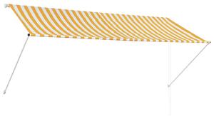 Copertină retractabilă, galben și alb, 300 x 150 cm