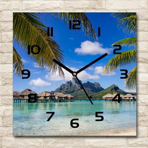 Ceas perete din sticlă pătrat Palmieri pe Bora Bora