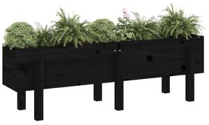 Strat înălțat de grădină, negru, 121x30x38 cm, lemn masiv pin