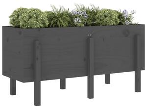 Strat înălțat de grădină, gri, 121x50x57 cm, lemn masiv de pin