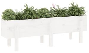 Strat înălțat de grădină, alb, 121x30x38 cm, lemn masiv de pin