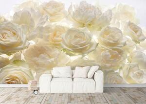 Fototapet. Decor Mural Floral. Bujori si Trandafiri Albi. Art.01194