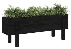 Strat înălțat de grădină, negru, 101x30x38 cm, lemn masiv pin