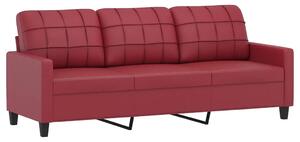 Canapea cu 3 locuri, roșu vin, 180 cm, piele ecologică