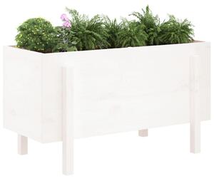Strat înălțat de grădină, alb, 101x50x57 cm, lemn masiv de pin