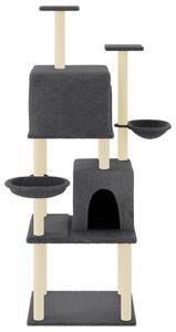 Ansamblu de pisici, stâlpi din funie sisal, gri închis, 180 cm