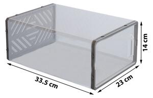Cutie depozitare incaltaminte, inchidere cu capac, transparenta, 33.5 x 23 x 14 cm, material plastic