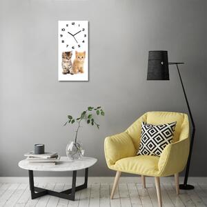 Ceas de sticlă pe perete vertical Pisica Brown si ghimbir