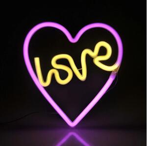 Decorațiune LED neon de perete LOVE LED/3W/3xAA roz