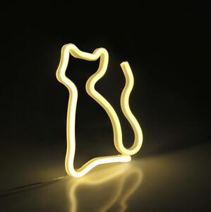 Decorațiune LED neon de perete CAT LED/3W/3xAA galben