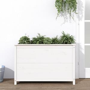 Strat înălțat de grădină, alb, 119,5x40x78 cm, lemn masiv pin