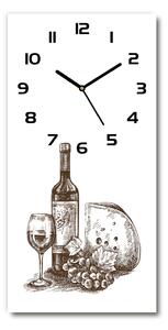 Ceas de sticlă pe perete vertical Vin și gustări