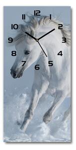 Ceas perete din sticlă dreptunghiular cal alb în galop