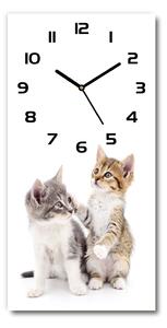 Ceas perete din sticlă dreptunghiular Două pisici de talie mică