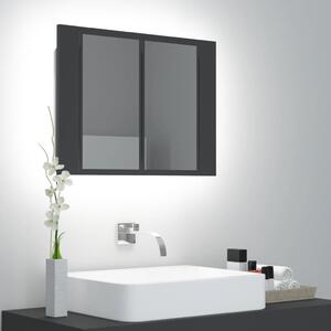 Dulap de baie cu oglindă și LED, gri, 60x12x45 cm acril