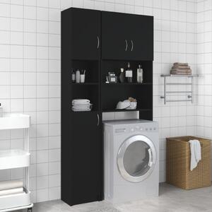 Set dulap mașină de spălat, negru, lemn prelucrat