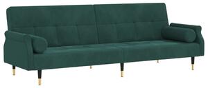 Canapea extensibilă cu perne, verde închis, catifea