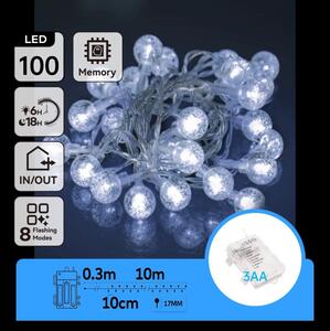 Aigostar - Ghirlandă LED pentru exterior 100xLED/3xAA/8 funcții, 10,3 m, IP44, alb rece
