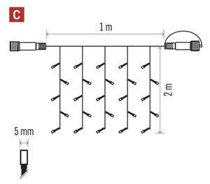Ghirlandă LED pentru exterior, 100 LED, 2 m, IP44, alb cald