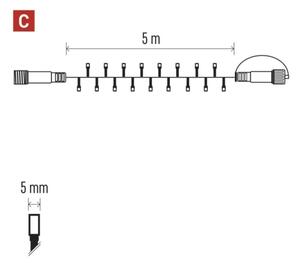 Ghirlandă luminoasă LED pentru exterior, 5 m, 50 LED, IP44, alb cald