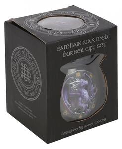 Set ceara parfumata de soia, wax melt si lampa aromaterapie Dragonul Samhain - Anne Stokes
