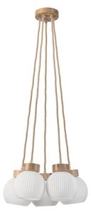 Candelabru pe cablu LOOMIS 5xE27/15W/230V 83 cm bej/stejar