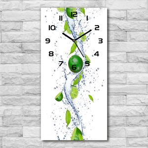 Ceas vertical de perete din sticlă Lămâie verde