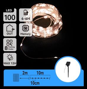 Aigostar - Ghirlandă solară LED 100xLED/8 funcții 12m IP65 alb rece