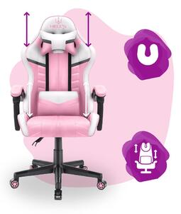 Scaun gaming pentru copii HC - 1004 alb și roz