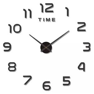 Ceas de perete, cifre arabe, efect 3D, dimensiune reglabila, silentios, ABS/acril, 60-130cm, negru
