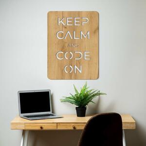 DUBLEZ | Tăbliță din lemn pentru perete - Keep calm and code on