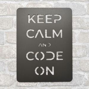 DUBLEZ | Tăbliță din lemn pentru perete - Keep calm and code on