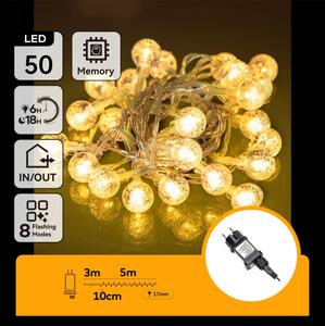 Aigostar - Ghirlandă LED pentru exterior de Crăciun, 50 LED / 8 funcții, 8 m, IP44, alb cald