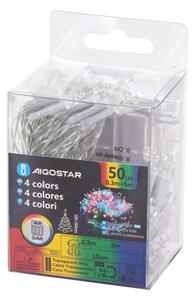 Aigostar - Ghirlandă LED de exterior, 50 LED / 8 funcții, 3xAA, 5,3 m, IP44, multicoloră