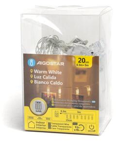 Aigostar - Ghirlandă decorativă cu cleme 20xLED/3xAA 3,3m alb cald