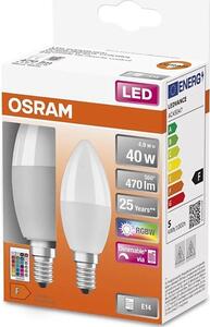 SET 2x bec LED RGBW dimabil Osram B38 E14/4,9W/230V 2700K + telecomandă